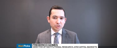 Picture of Frederico Gomes, Director of Institutional Equity Research, sharing his top picks in cannabis on BNN Bloomberg.