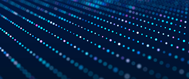 A dark blue background with rows of small, glowing dots that recede into the distance
